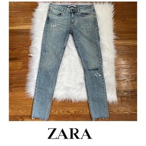 Zara Paint Splatter Distress Jeans